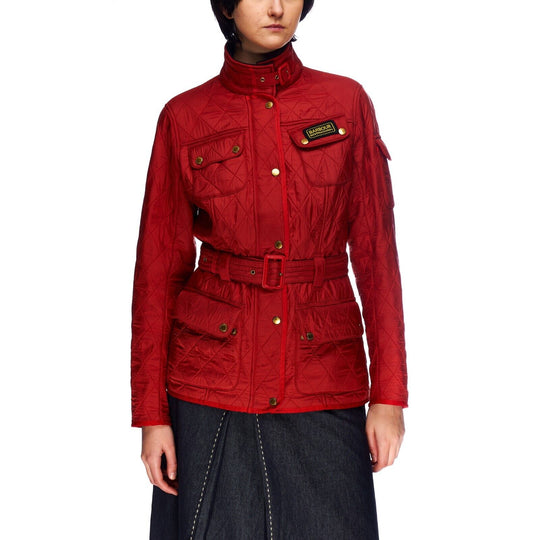 BARBOUR International Red Multipocket Quilted Jacket Size UK 12 US 8