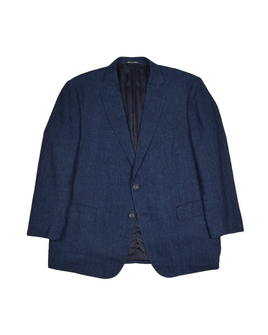Lab PAL ZILERI Blazer Navy Blue Solid Linen Mens Two Buttons Jacket Size 56 EU