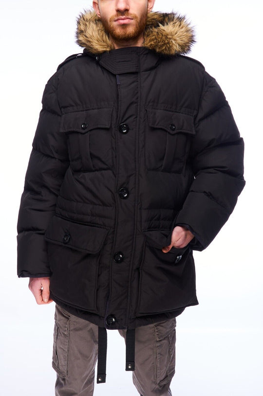 Polo RALPH LAUREN Down Jacket Black Men's Hooded Puffer Size L
