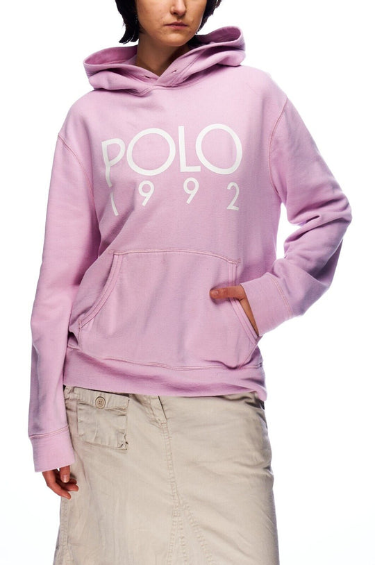 POLO RALPH LAUREN 1992 Hoodie Violet Front Pocket Womens Pullover Sweatshirt M