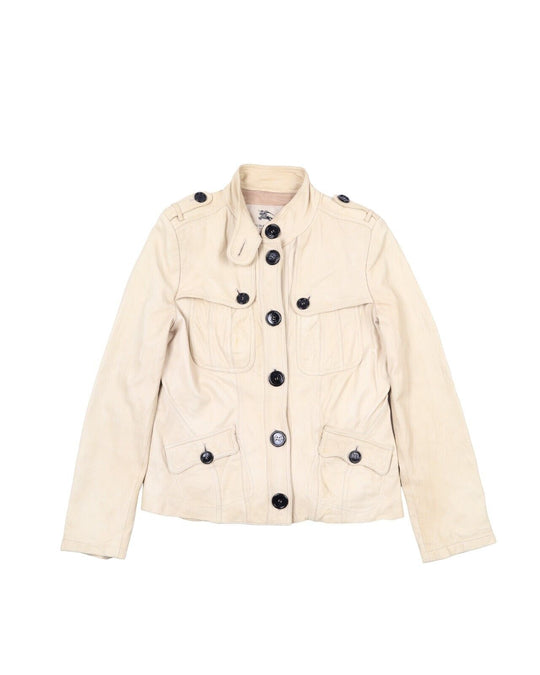 BURBERRY Leather Coat Beige Womens Jacket Size 4 US 6 UK