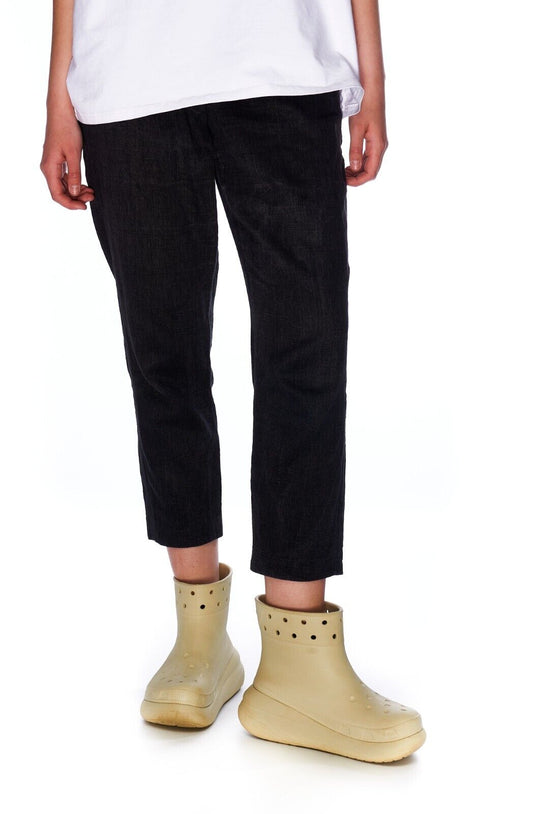MSGM Milano Skinny Pants Gray Cotton Linen Women's Cropped Size 42