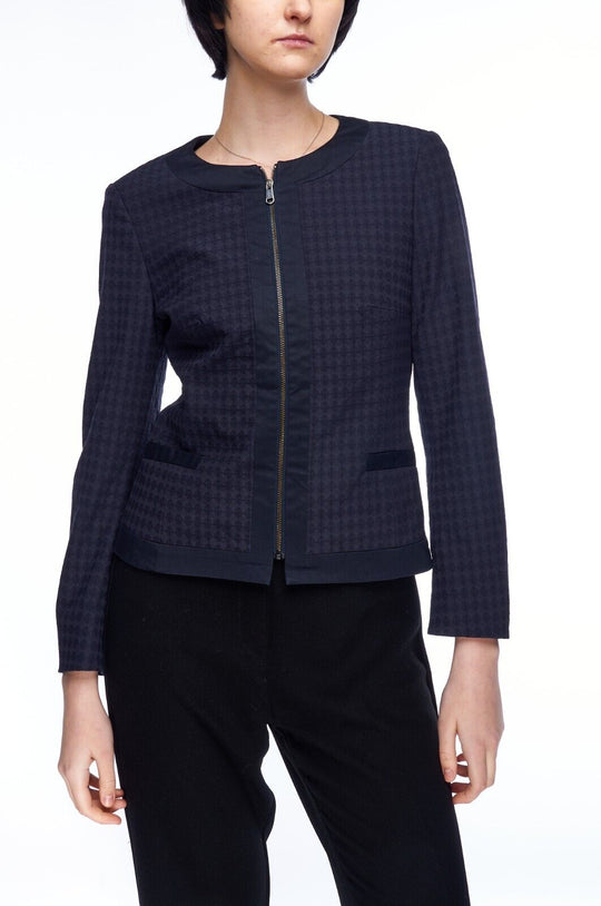 HUGO BOSS Blazer Jacket Navy Women's Collarless Size 8 UK / 6 US / 40 IT