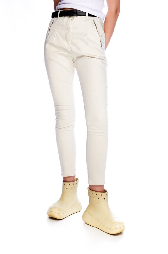 ACNE Davi Cotton Pants White Women's Skinny Trousers Size 38