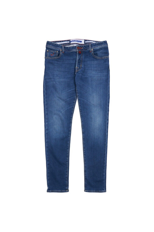 JACOB COHEN Denim Navy Blue Faded Cotton Men's Jeans Size 35