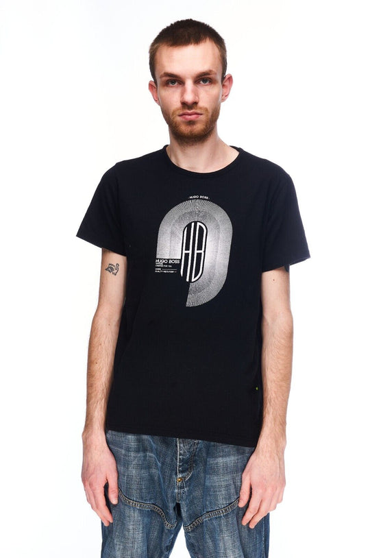 HUGO BOSS T-Shirt Black Cotton Men's Short Sleeve Tee Size L