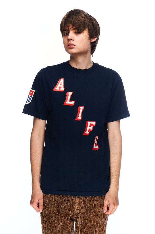 ALIFE T-Shirt Navy Cotton Men's Big Logo Tee Short Sleeve Top Size M