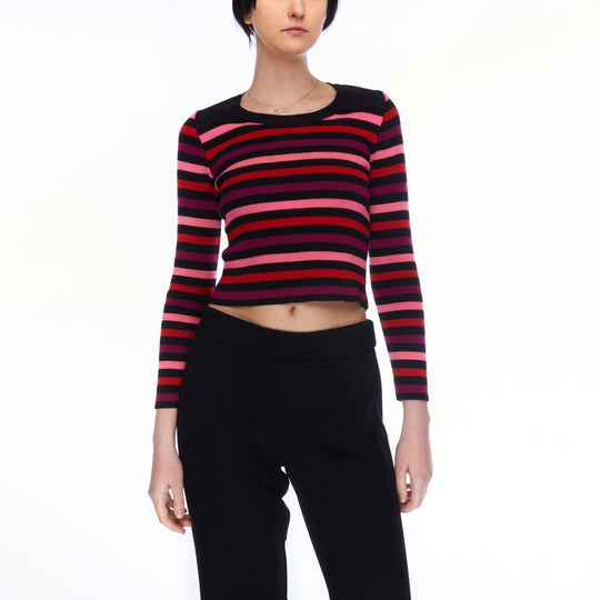 SONIA RYKIEL Crew Neck Sweater Multicolor Striped Wool Women's Size 34