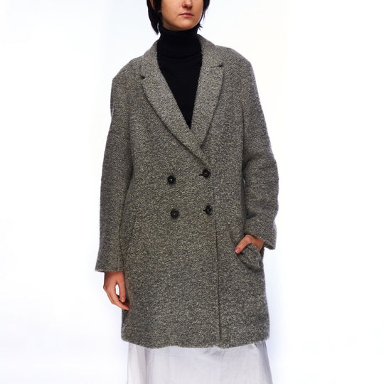 RENE LEZARD Coat Gray Cotton Wool Women's Double Breasted Jacket Size 40