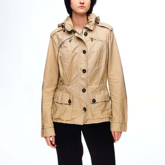 NAPAPIJRI Hooded Jacket Beige Cotton Women's Outdoor Multipocket Size L