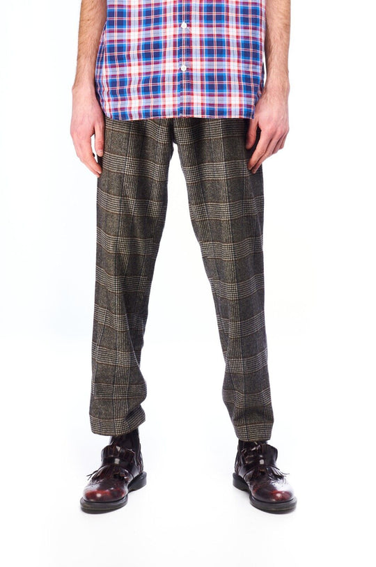 GARDEUR Dress Pants Grey Check Wool Men's Trousers Size 26