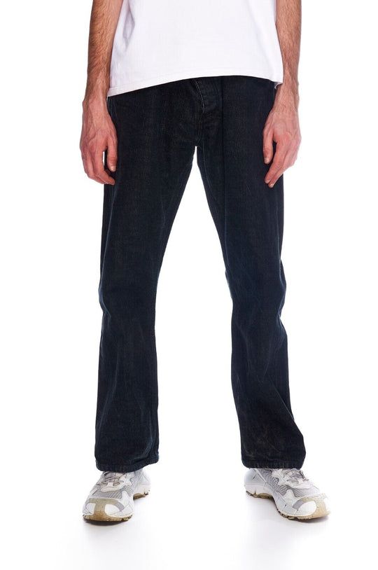 HERMES Selvage Jeans Black Denim Cotton Men's Straight Pants Size 48 IT