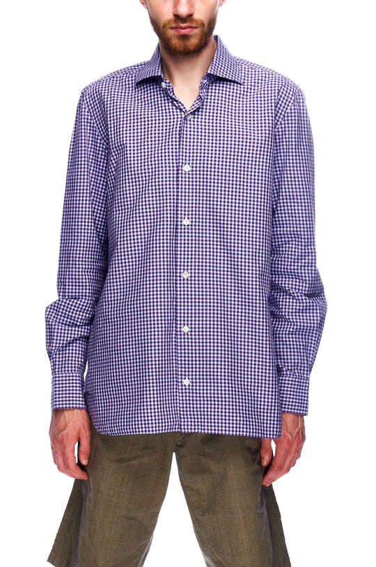 ERRICO FORMICOLA Napoli Dress Shirt White Purple Check Cotton Men's Size 40 / 15