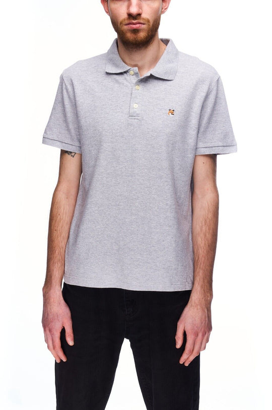 MAISON KITSUNE Polo Shirt Gray Cotton Men's Tee Fox Logo Size S