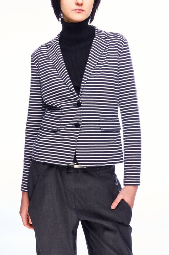 GIORGIO JEANS Blazer Jacket Navy Stripes Cotton Women's Size L