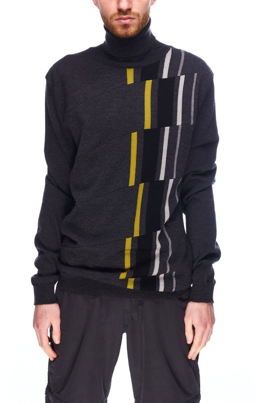 VERSACE Sweater Dark Gray Wool Men's Knit Pullover Size XL
