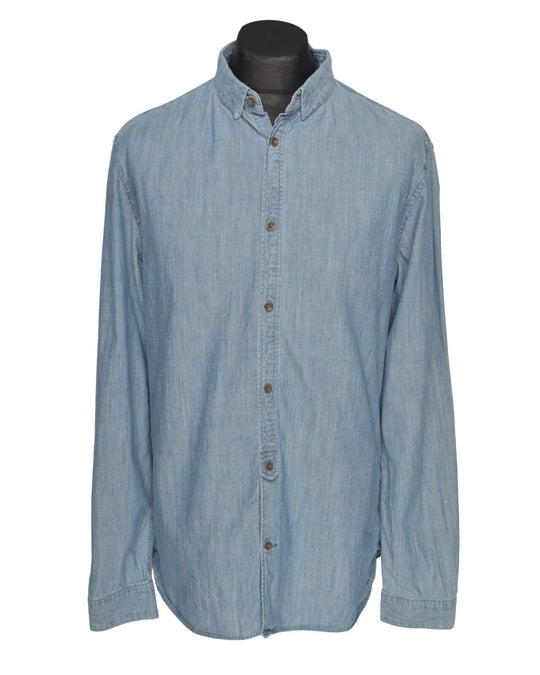 ALLSAINTS Lansing Shirt Blue Denim Cotton Men's Button Up Size L