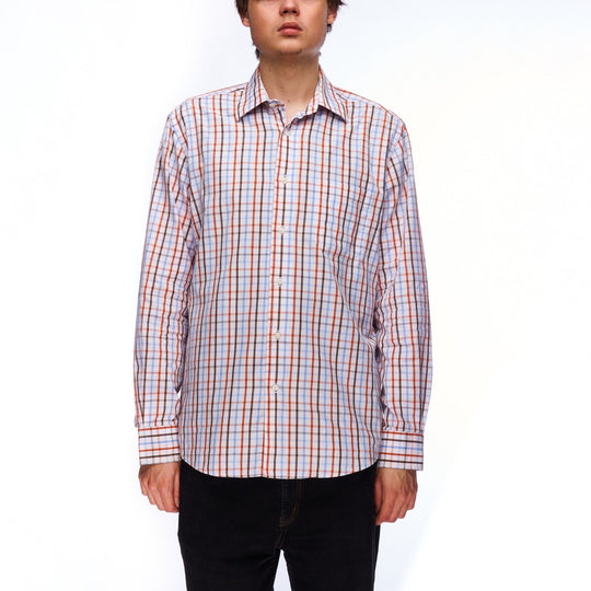HUGO BOSS Shirt Multicolored Check Cotton Men's Button Up Size 39
