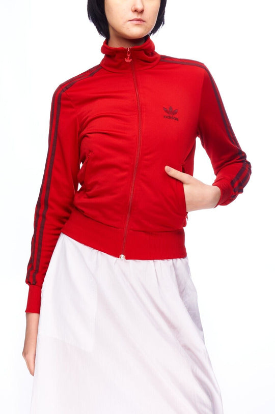 ADIDAS Track Jacket Red Women's Sportswear Big Logo Size 34