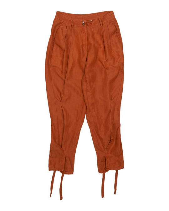 MARITHE FRANCOIS GIRBAUD Pants Orange Cotton Linen Womens Trousers Size 29 US