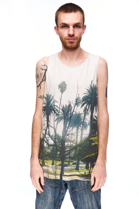 UNIQLO SPRZ NY Stephen Shore MoMA Tank Top Grey Cotton Men's Palm Trees Size M