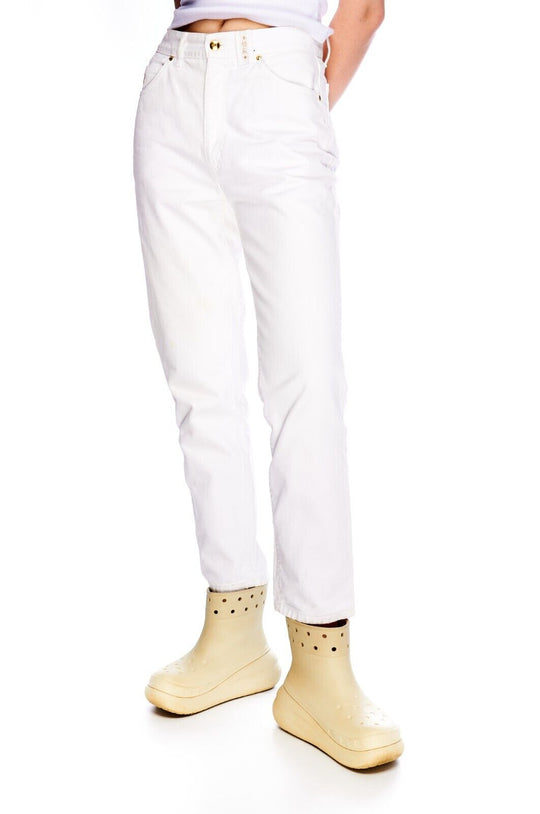Vintage MCM Cropped Jeans White Denim Cotton Women's Stretch Pants Size 31
