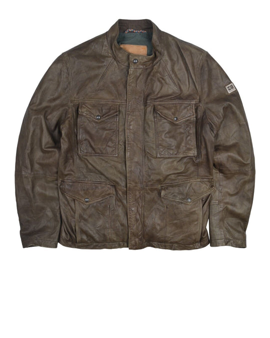 HUGO BOSS ORANGE Jacket Olive Green Leather Mens Size 50 EU / 40 US