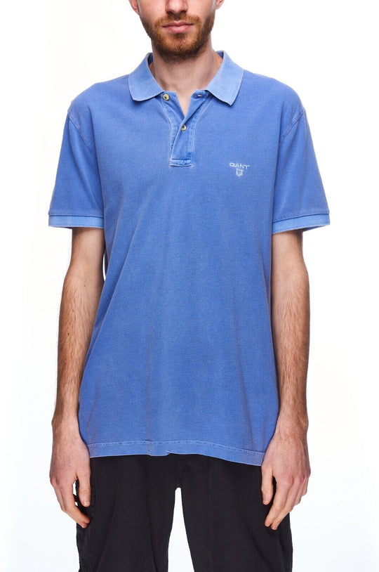 GANT Polo Shirt Blue Pique Cotton Men's Short Sleeve Size M