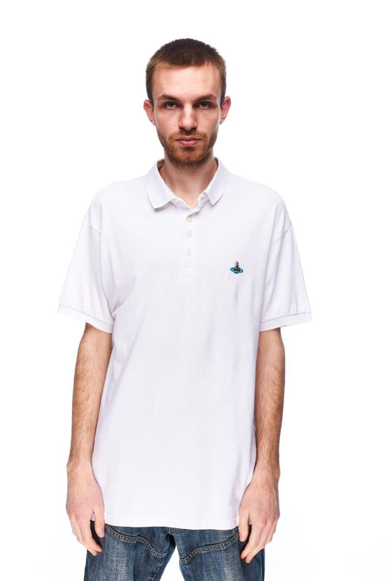 VIVIENNE WESTWOOD Polo Shirt White Pique Cotton Men's T-Shirt Size XXL
