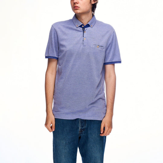 TED BAKER Polo Shirt Blue Pique Cotton Men's Short Sleeve Size 4 / M