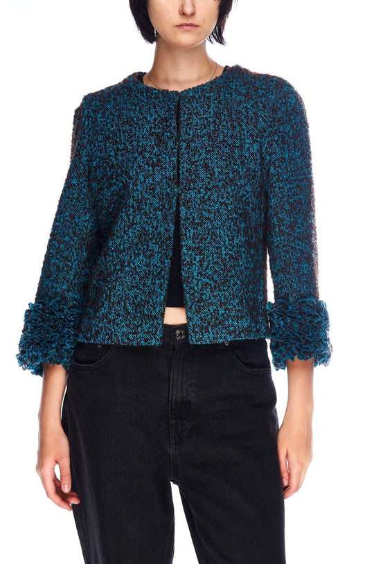 MARNI Jacket Blue Wool Women's Short 3/4 Sleeves Size 44