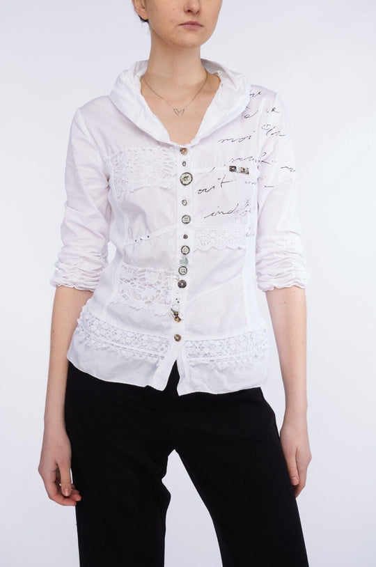 BOTTEGA by Elisa Cavaletti Shirt White Cotton Women's Top Blouse Size M