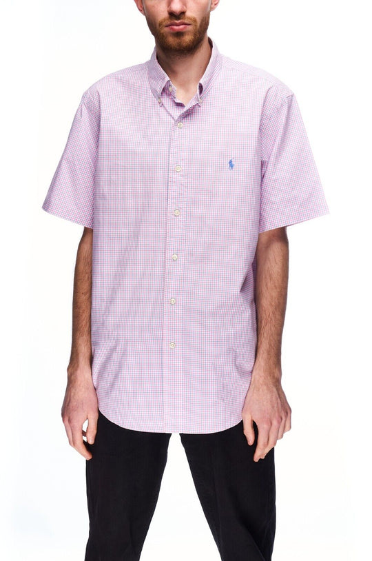 POLO RALPH LAUREN Shirt Pink Check Cotton Men's Button Down Size 40 - 41 / 16