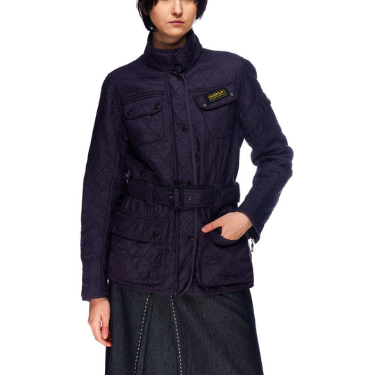 BARBOUR International Quilted Belted Jacket Purple Women's Size 14 UK / 10 US