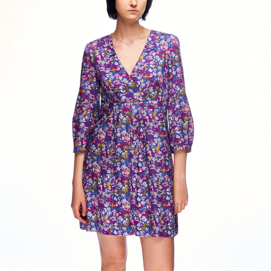 SEE by CHLOE Dress Blue Floral Silk Cotton Womens Size 40 IT