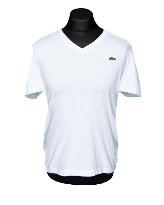 LACOSTE LIVE! T-Shirt WhiteCotton Men's V-Neck Size 3