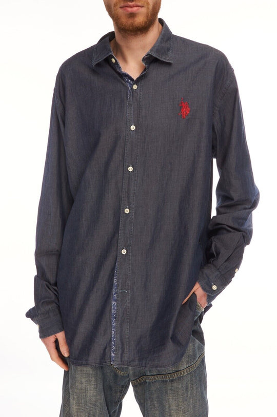 US POLO ASSN. Shirt Navy Cotton Men's Button Up Size XXL