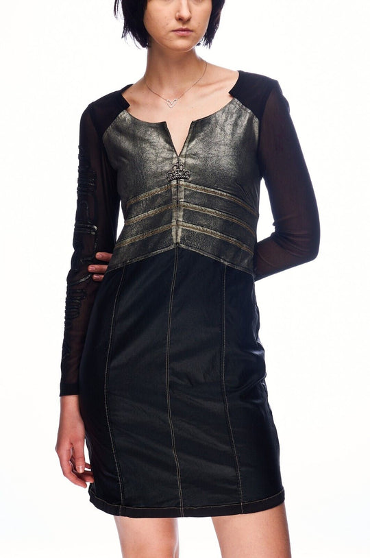ELISA CAVALETTI Dress Black Women's Knee Length Sequined Sleeve Size S
