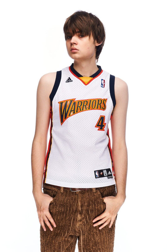ADIDAS NBA Warriors Jersey White Men's Basketball Sleeveless Tank Top Size M