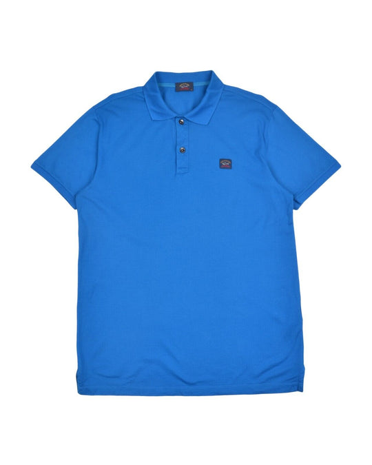 PAUL & SHARK Polo Shirt Blue Pique Cotton Men's Short Sleeve Size XL