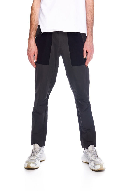THE NORTH FACE Track Pants Gray Black Nylon Men's Hiking Outdoor Size 32