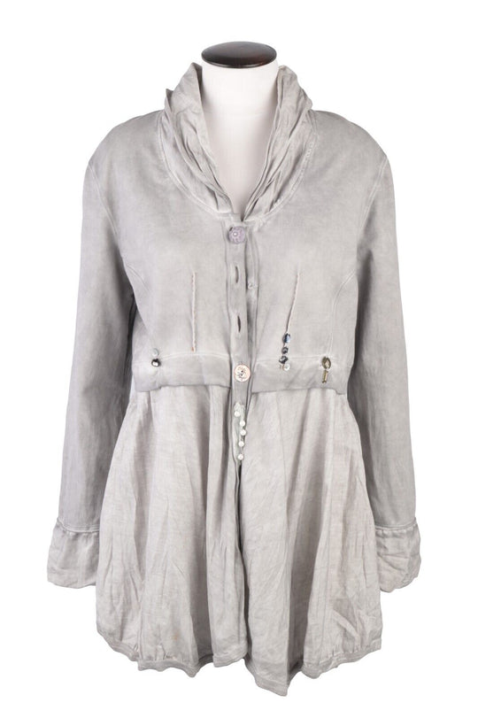 BOTTEGA by Elisa Cavaletti Shirt Gray Women's Shawl Collar Blouse Size ~XL