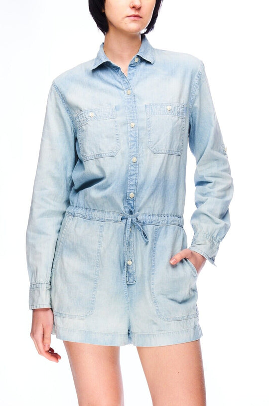 RALPH LAUREN Denim & Supply Overall Blue Cotton Hemp Women's Jumpsuit Size S