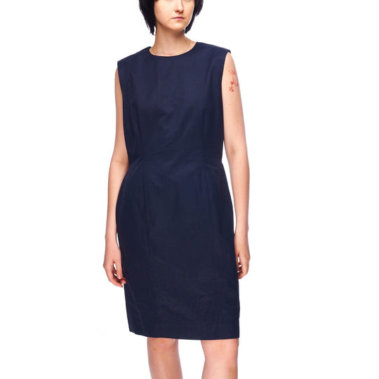YVES SAINT LAURENT Sleeveless Dress Navy Blue Womens Size 42