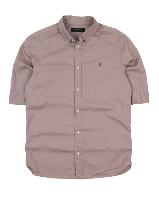 Men's ALL SAINTS Brown Redondo Half Sleeve Shirt Size S