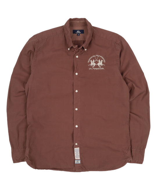 Men's LA MARTINA Light Brown Cotton Shirt Size S