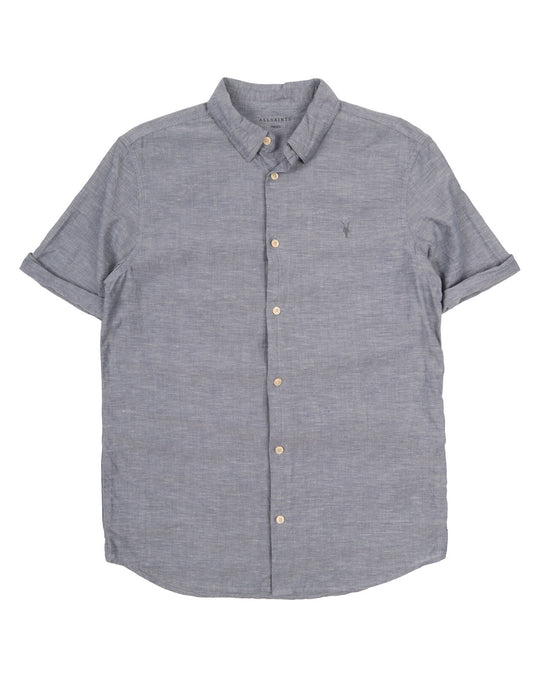 Men's ALL SAINTS Grey Estero Short Sleeve Shirt Size S