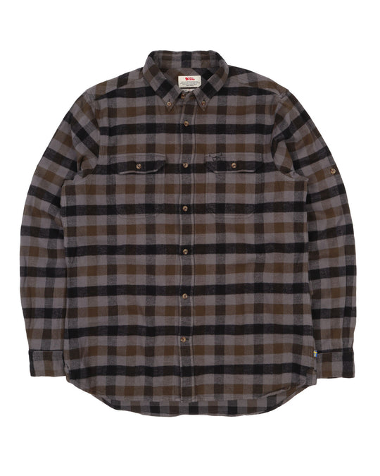 Men's FJALLRAVEN Check Cotton Flannel Outdoor Skog Shirt Size XL Slim Fit