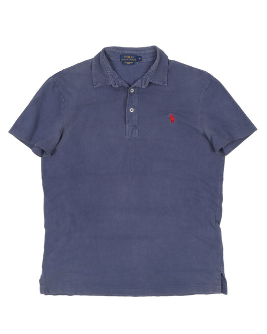 Men's POLO RALPH LAUREN Blue Pique Cotton Featherweight Mesh Polo Shirt Size M