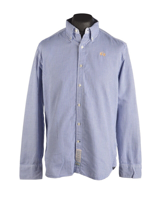 Men's LA MARTINA Blue Check Cotton Shirt Size L